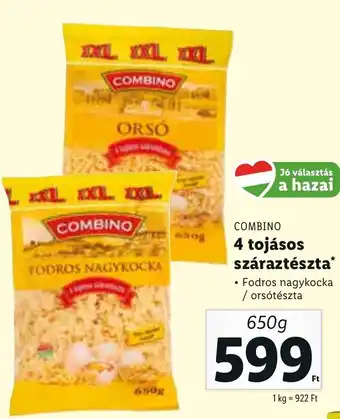 Lidl Combino 4 tojásos száraztészta 650 g ajánlat