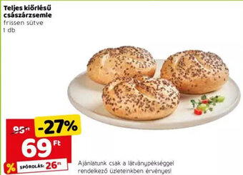 Teljes kiőrlésű császárzsemle 1 db