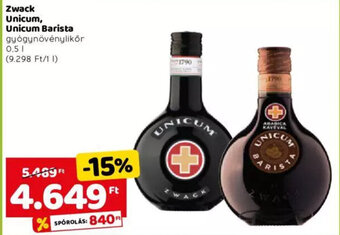 Spar Zwack Unicum, unicum barista 0,5 l ajánlat
