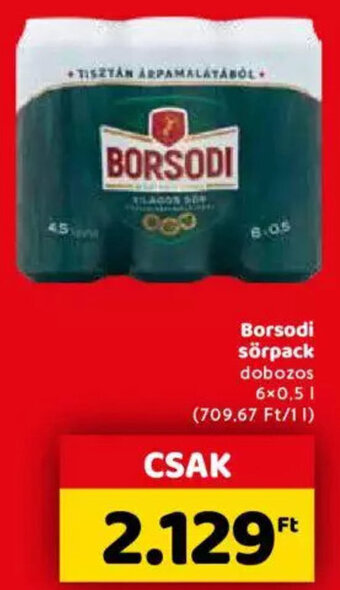 Spar Borsodi sörpack 6 x 0,5 l ajánlat