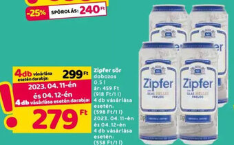 Spar Zipfer sör 0,5 l ajánlat