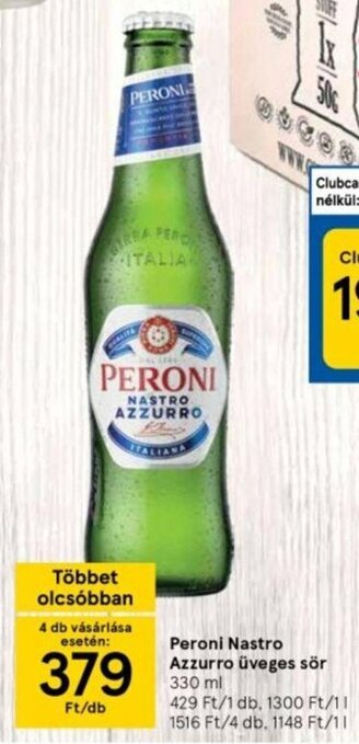 Tesco Peroni Nastro Azzurro üveges sör 330 ml ajánlat