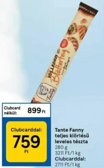 Tesco Tante Fanny teljes kiőrlésű leveles tészta 280 g ajánlat