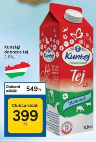Tesco Kunsági dobozos tej 1 l ajánlat