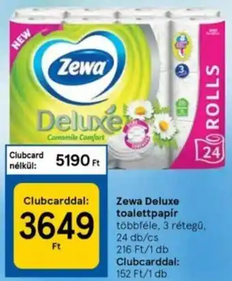 Tesco Zewa deluxe toalettpapír 24 db ajánlat
