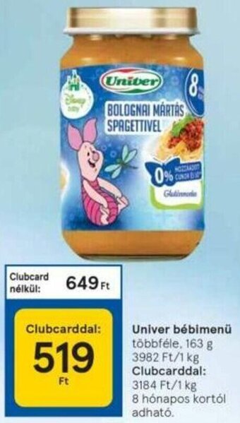 Tesco Univer bébimenü 163 g ajánlat