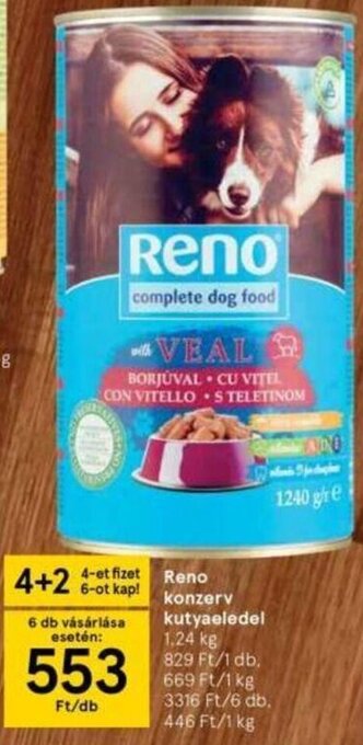 Tesco Reno konzerv kutyaeledel 1,24 kg ajánlat