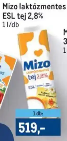 Metro Mizo laktózmentes esl tej 2,8% 1 l ajánlat