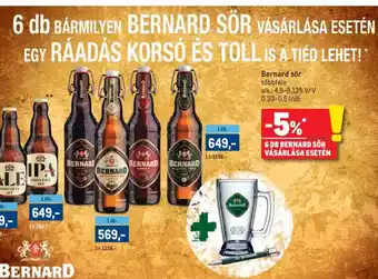 6 db bármilyen Bernard sör vásárlása esetén egy ráadás korsó és toll is a tiéd lehet!