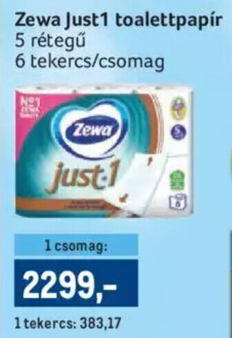 Metro Zewa just1 toalettpapír 6 tekercs ajánlat