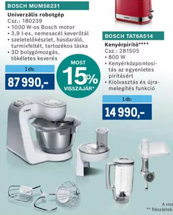 Metro Bosch univerzális robotgép 1 db ajánlat