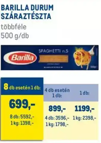 Metro Barilla durum száraztészta 500 g ajánlat