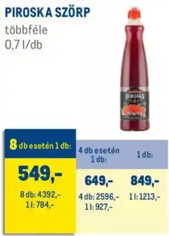 Metro Piroska szörp 0,7 l ajánlat