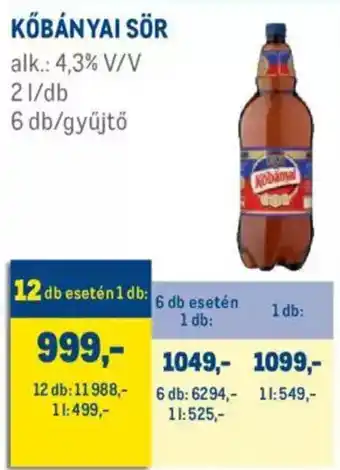 Metro Kőbányai sör 2 l ajánlat