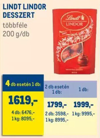 Metro Lindt lindor desszert 200 g ajánlat