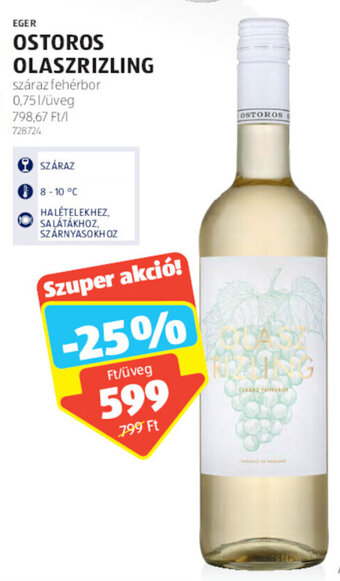 ALDI Eger ostoros olaszrizling 0,75 l ajánlat