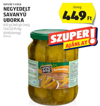 ALDI Nature's Gold negyedelt savanyú uborka 670 g ajánlat