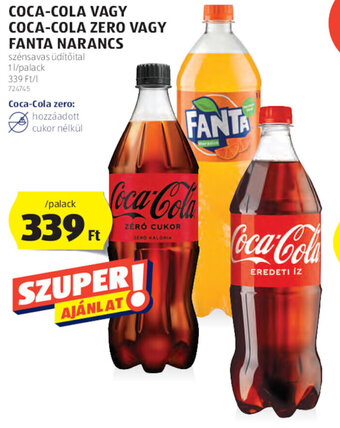 ALDI Coca-Cola vagy Coca-Cola zero vagy Fanta narancs 1 l ajánlat