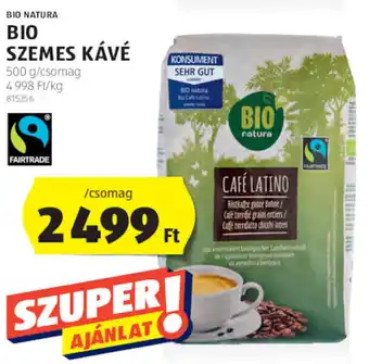 ALDI Bio Natura bio szemes kávé 500 g ajánlat
