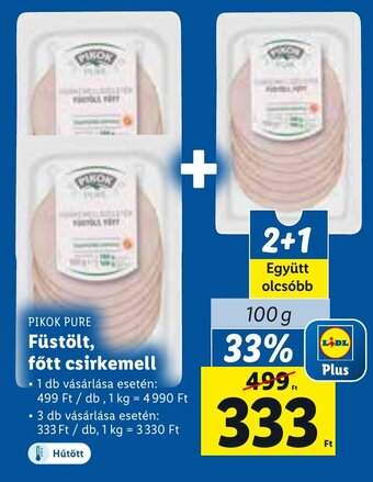 Lidl Pikok Pure füstölt, főtt csirkemell 100 g ajánlat