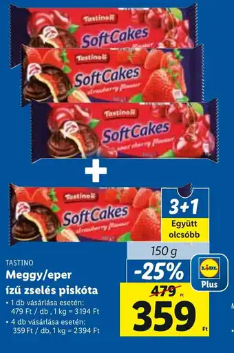Lidl Tastino meggy/eper ízű zselés piskóta 150 g ajánlat