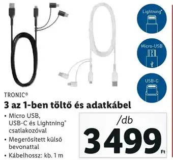 Lidl Tronic 3 az 1-ben töltő és adatkábel 1 db ajánlat