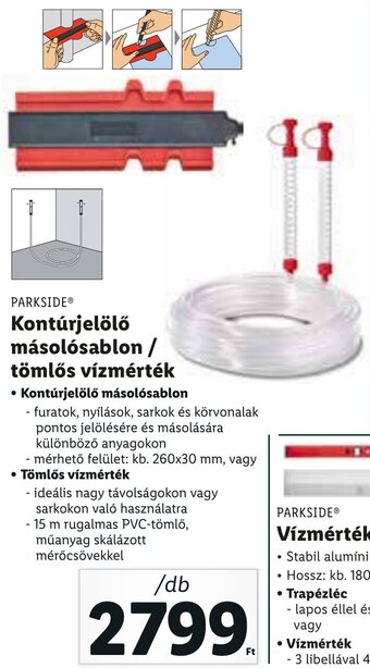 Lidl Parkside kontúrjelölő másolósablon / tömlős vízmérték 1 db ajánlat