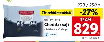 Lidl Valley Spire cheddar sajt 200 / 250 g ajánlat