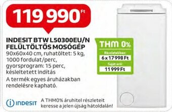 Auchan Indesit btw l50300eu/n felültöltős mosógép 1 db ajánlat