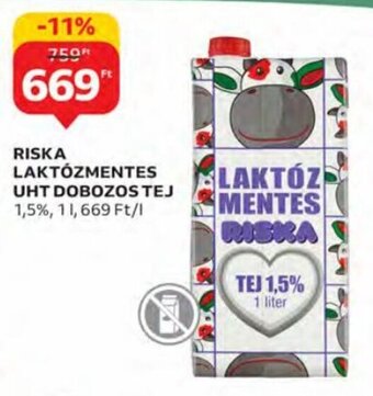 Auchan Riska laktózmentes uht dobozos tej 1 l ajánlat