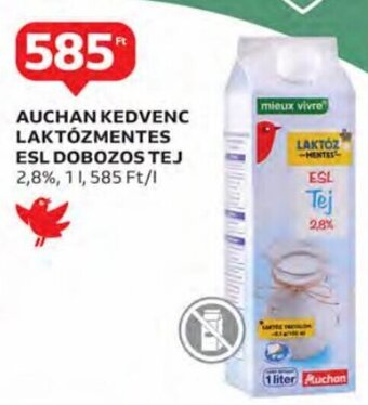 Auchan Auchan kedvenc laktózmentes esl dobozos tej 1 l ajánlat