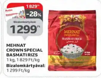 Auchan Mehnat crown special basmati rizs 1 kg ajánlat