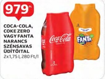 Auchan Coca-Cola coke zero vagy fanta narancs szénsavas üdítőital 2 x 1,75 l ajánlat