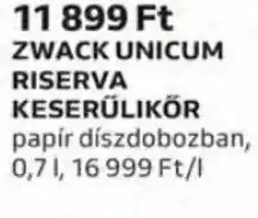 Auchan Zwack unicum riserva keserűlikőr 0,7 l ajánlat