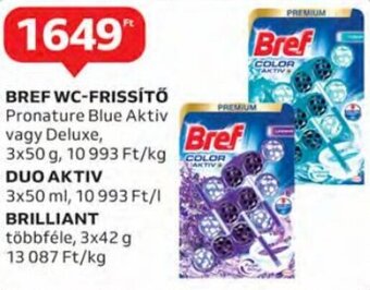 Auchan Bref wc-frissítő 3 x 50 g / duo aktiv 3 x 50 ml / brilliant 3 x 42 g ajánlat