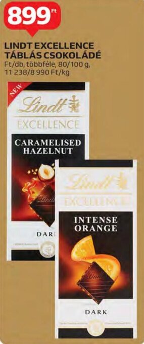 Auchan Lindt excellence táblás csokoládé 80 / 100 g ajánlat