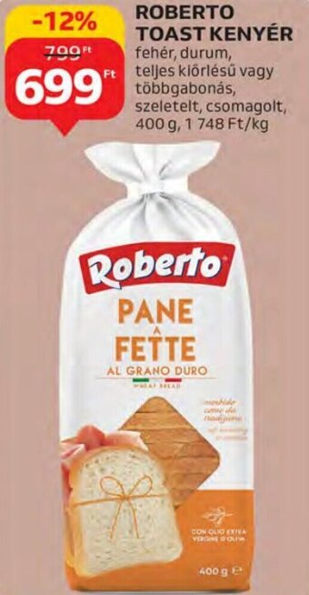 Auchan Roberto toast kenyér 400 g ajánlat