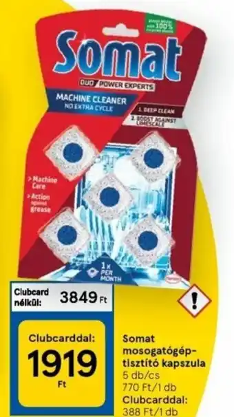 Tesco Somat mosogatógép-tisztító kapszula 5 db ajánlat