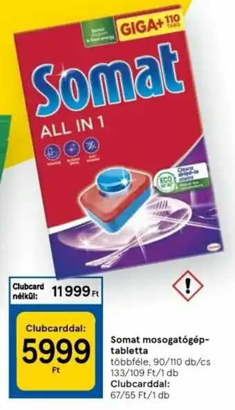 Tesco Somat mosogatógép-tabletta 90 / 110 db ajánlat