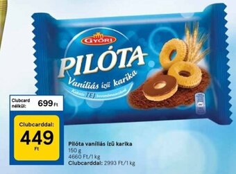 Tesco Győri Pilóta vaníliás ízű karika 150 g ajánlat