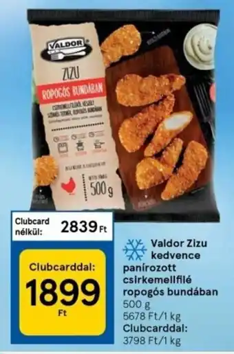 Tesco Valdor zizu kedvence panírozott csirkemellfilé ropogós bundában 500 g ajánlat