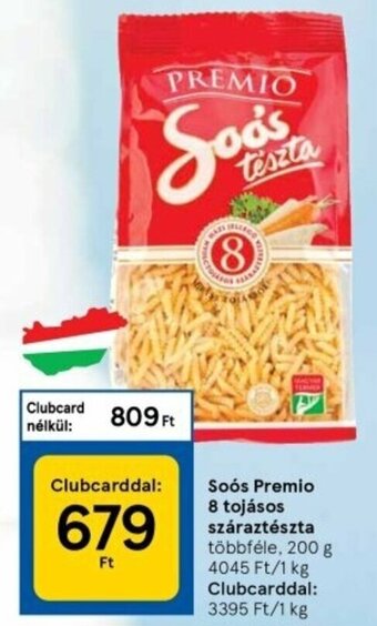 Tesco Soós premio 8 tojásos száraztészta 200 g ajánlat