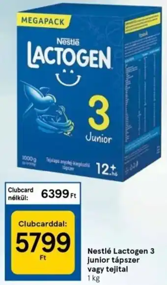 Tesco Nestlé Lactogen 3 junior tápszer vagy tejital 1 kg ajánlat