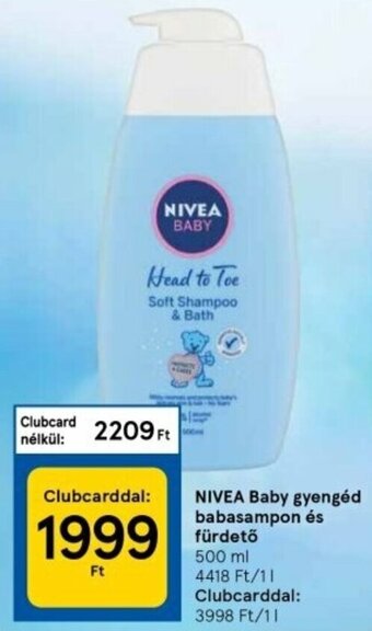 Tesco Nivea Baby gyengéd babasampon és fürdétő 500 ml ajánlat