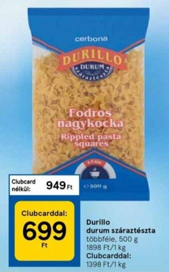 Tesco Durillo durum száraztészta 500 g ajánlat
