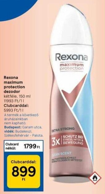 Tesco Rexona Maximum protection dezodor 150 ml ajánlat