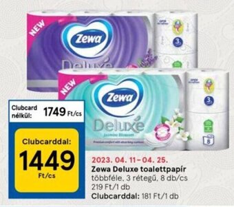 Tesco Zewa Deluxe toalettpapír 8 db ajánlat