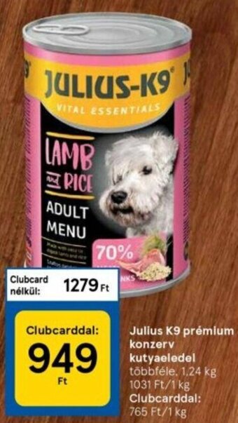 Tesco Julius K9 Prémium konzerv kutyaeledel 1,24 kg ajánlat