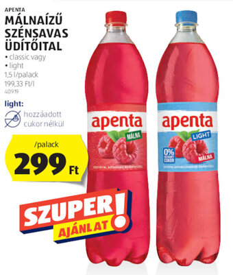 ALDI Apenta Málnaízű szénsavas üdítőital 1,5 l ajánlat