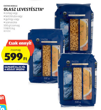 ALDI Cucina Nobile Olasz levestészta 500 g ajánlat